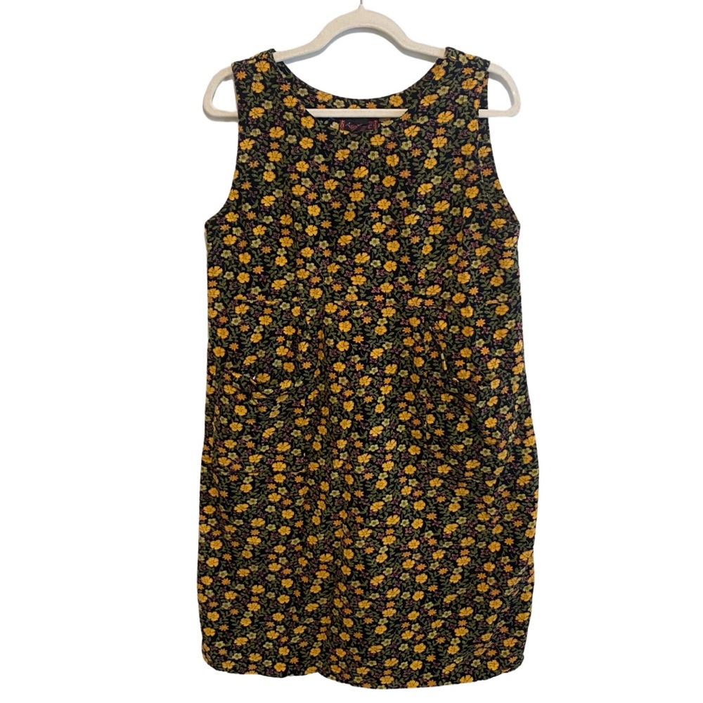 Vintage Floral Corduroy Shift Dress